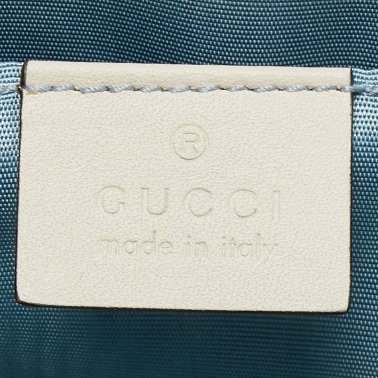 Pre Owned Gucci Off White Leather Guccy Portfolio Clutch