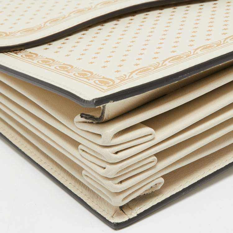 Pre Owned Gucci Off White Leather Guccy Portfolio Clutch