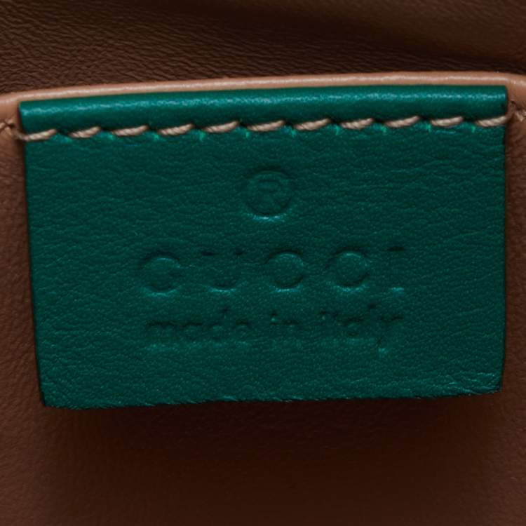 Pre Owned Gucci Green/Black Snakeskin Leather GG Ophidia Bucket Bag