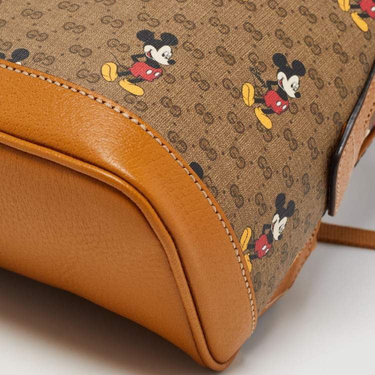 Pre Owned Gucci x Disney Tan/Beige Mickey Print GG Supreme Canvas Small Backpack