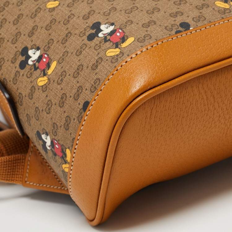 Pre Owned Gucci x Disney Tan/Beige Mickey Print GG Supreme Canvas Small Backpack