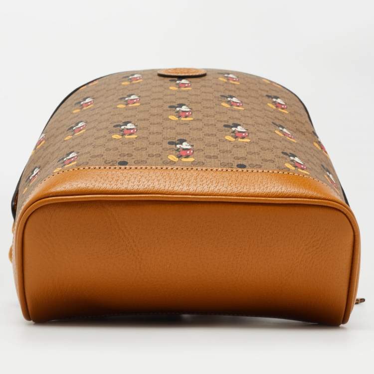 Pre Owned Gucci x Disney Tan/Beige Mickey Print GG Supreme Canvas Small Backpack