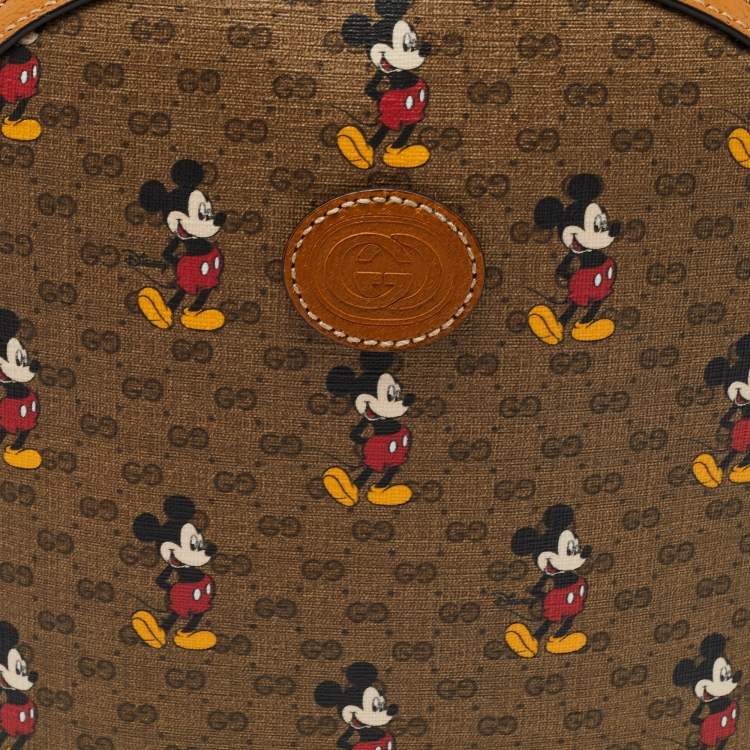 Pre Owned Gucci x Disney Tan/Beige Mickey Print GG Supreme Canvas Small Backpack