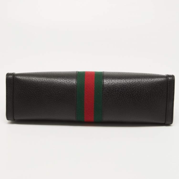 Pre Owned Gucci Black Leather Medium Ophidia GG Shoulder Bag
