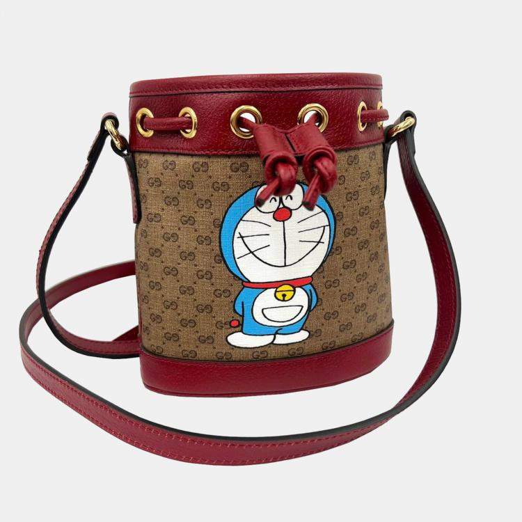 Gucci x Doraemon Vintage GG Supreme Monogram Bucket Bag