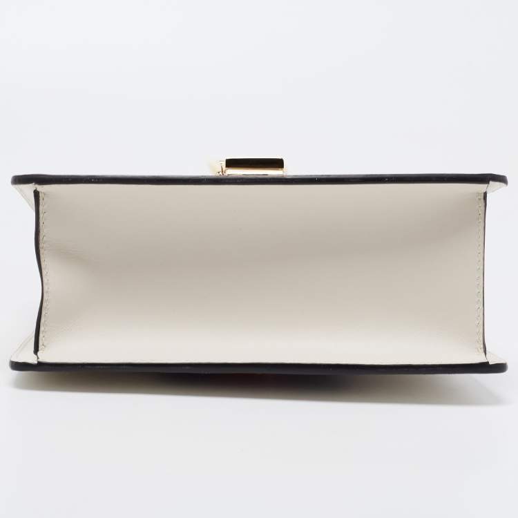 Pre Owned Gucci Off White Leather Mini Web Sylvie Top Handle Bag