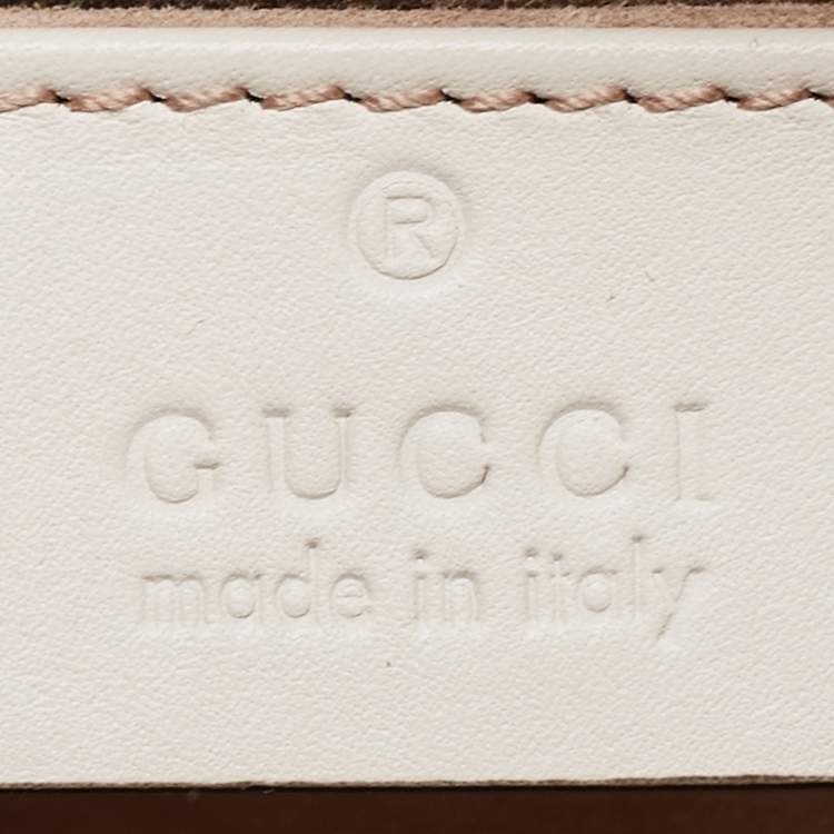 Pre Owned Gucci Off White Leather Mini Web Sylvie Top Handle Bag