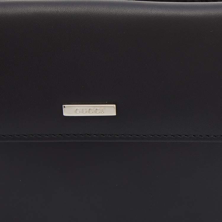 Pre Owned Gucci Black Leather Trifold Wallet