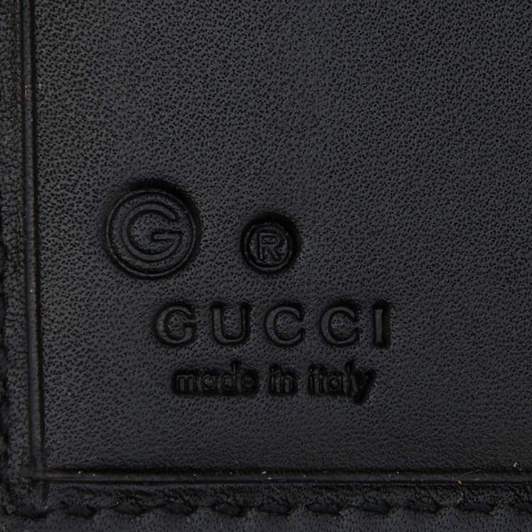 Pre Owned Gucci Black Leather Trifold Wallet