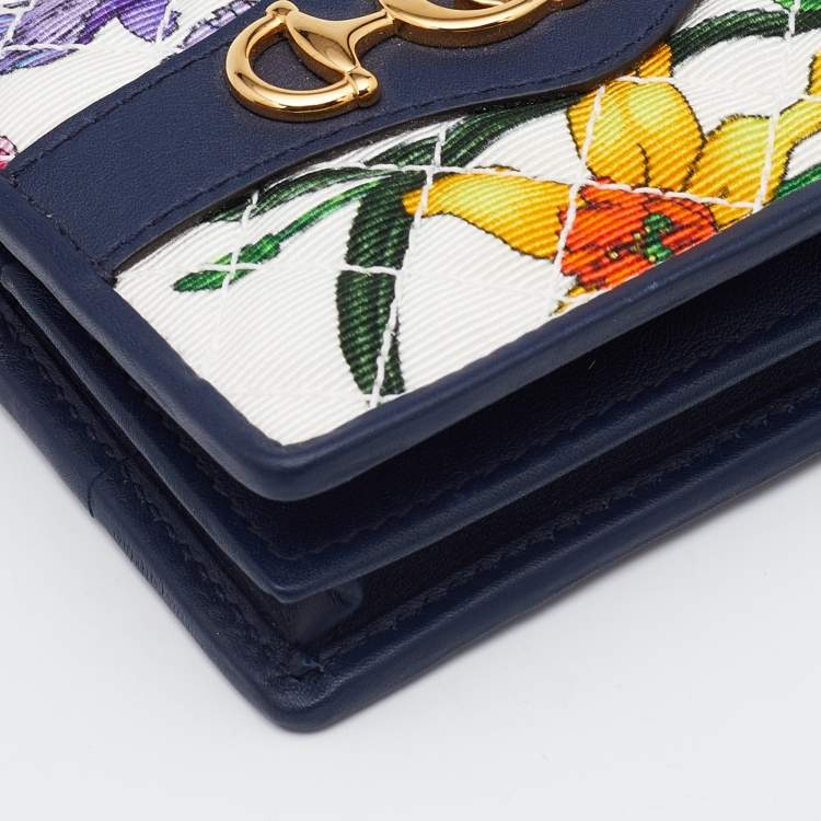Pre Owned Gucci Multicolor Flora Print Zumi Canvas and Leather Card Case