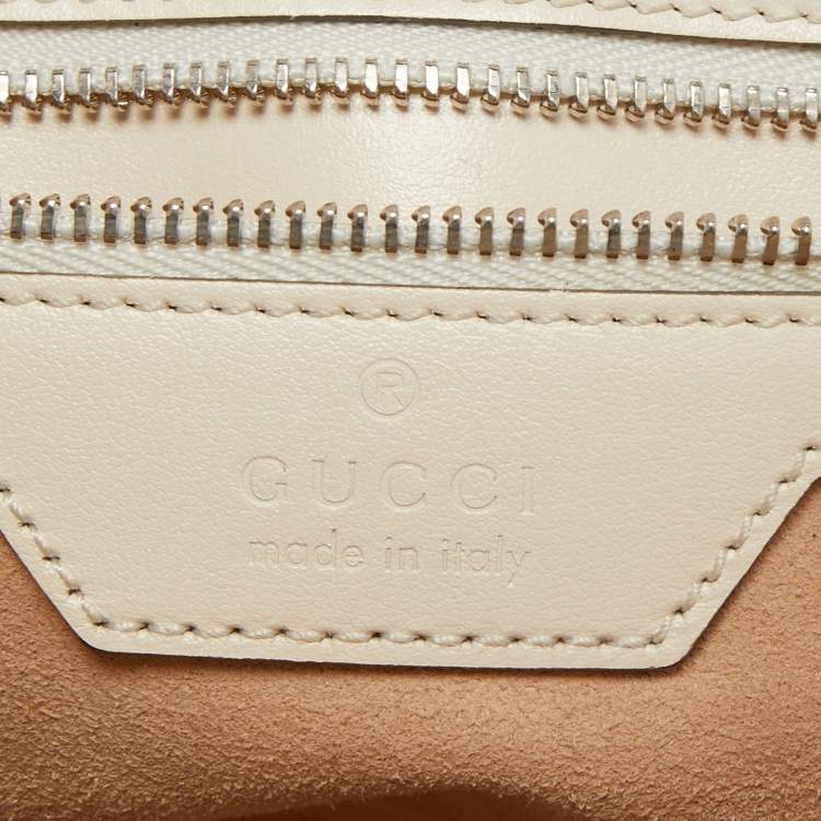 Pre Owned Gucci Off White Mix Quilted Leather Small GG Marmont Shoulder Bag