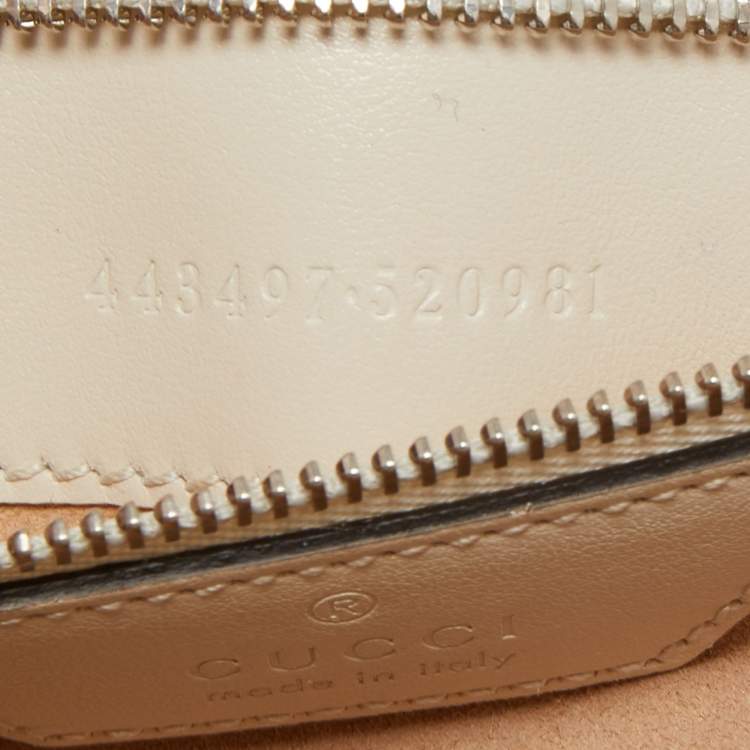 Pre Owned Gucci Off White Mix Quilted Leather Small GG Marmont Shoulder Bag