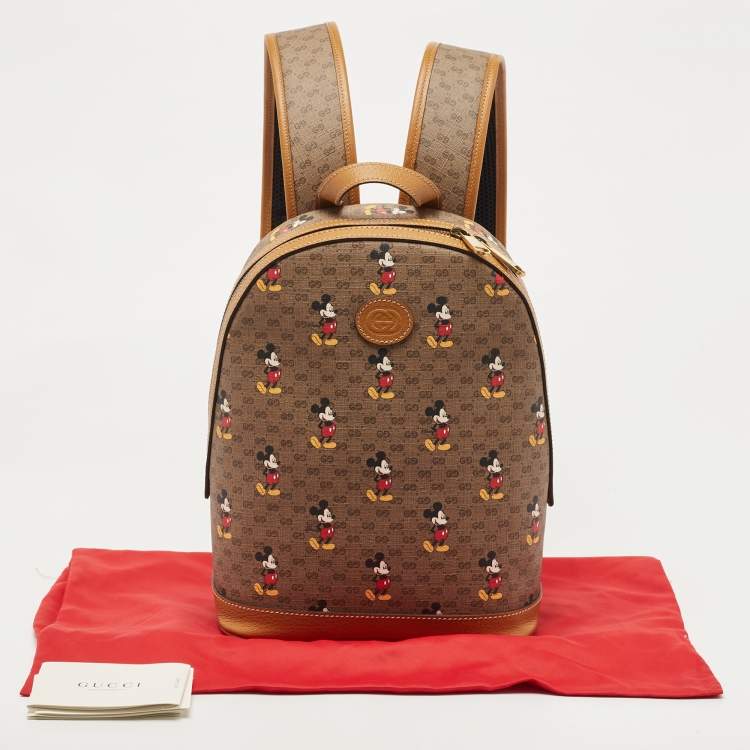 Pre Owned Gucci x Disney Tan/Beige Micro GG Supreme Canvas Small Mickey Backpack