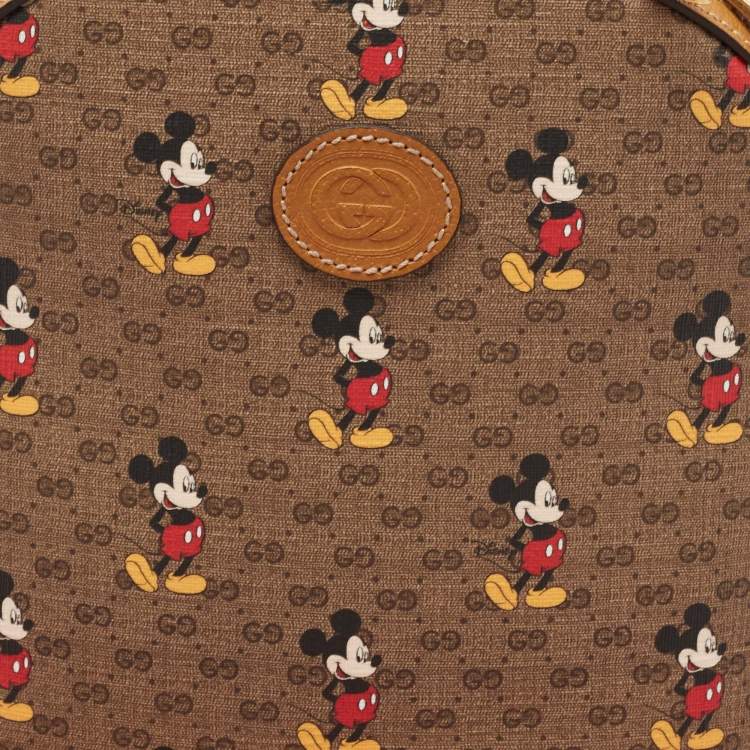 Pre Owned Gucci x Disney Tan/Beige Micro GG Supreme Canvas Small Mickey Backpack