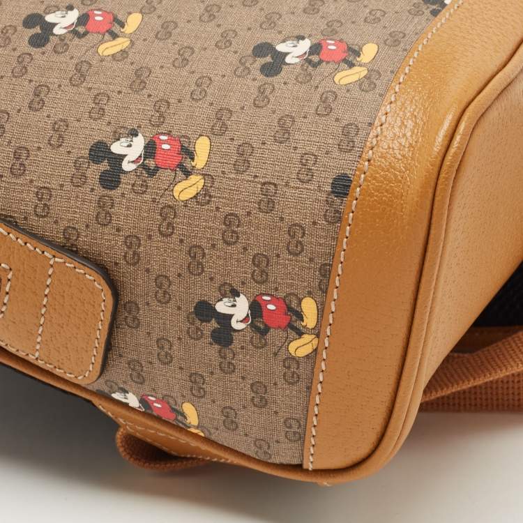 Pre Owned Gucci x Disney Tan/Beige Micro GG Supreme Canvas Small Mickey Backpack