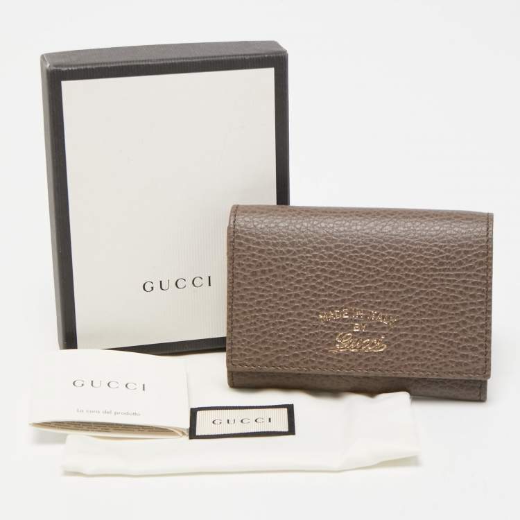 Pre Owned Gucci Grey/Pink Leather Swing Flap Card Case