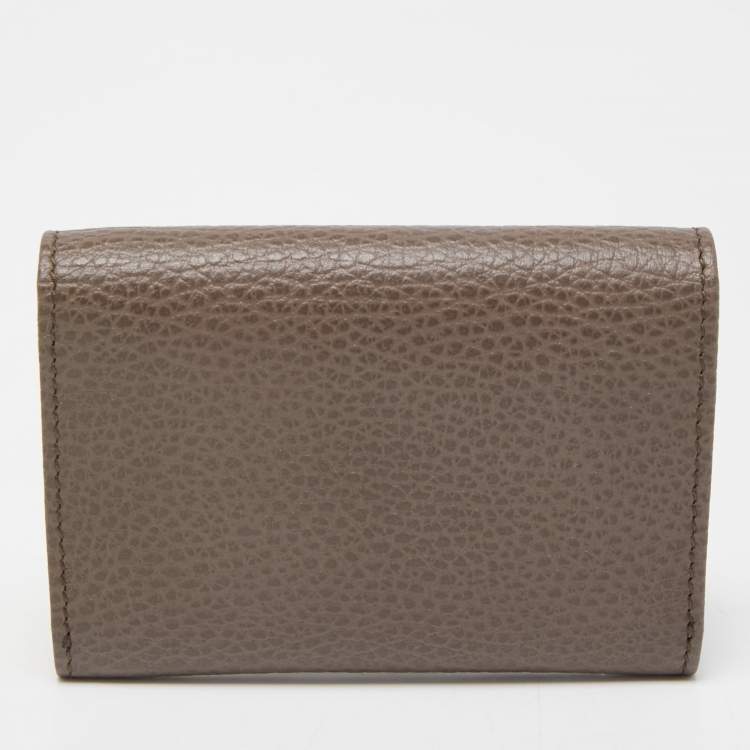Pre Owned Gucci Grey/Pink Leather Swing Flap Card Case