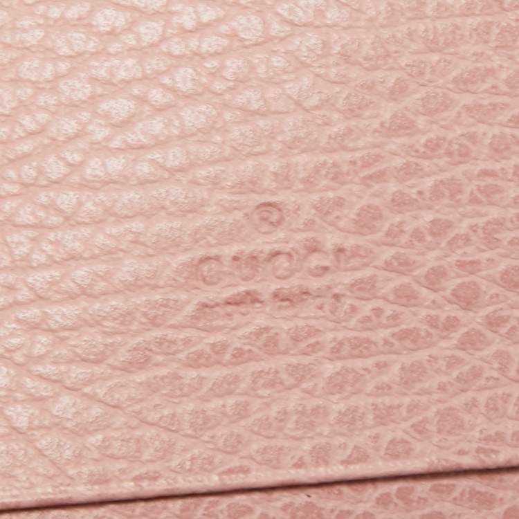Pre Owned Gucci Grey/Pink Leather Swing Flap Card Case