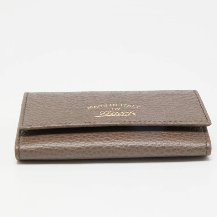 Pre Owned Gucci Grey/Pink Leather Swing Flap Card Case