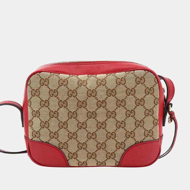 Pre Owned Gucci Brown Leather and Canvas Bree Shoulder Bag