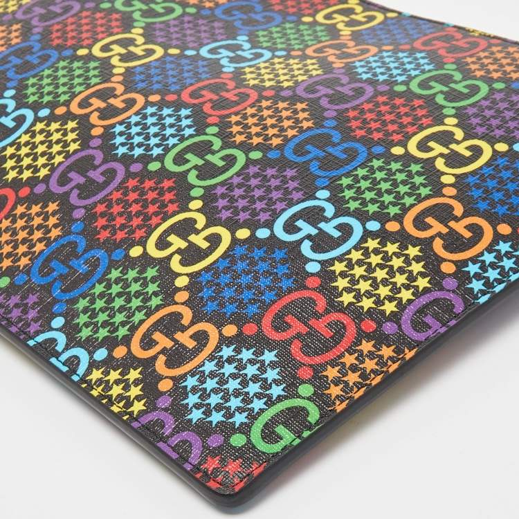 Pre Owned Gucci Multicolor GG Supreme Canvas and Leather Psychedelic Wristlet Clutch