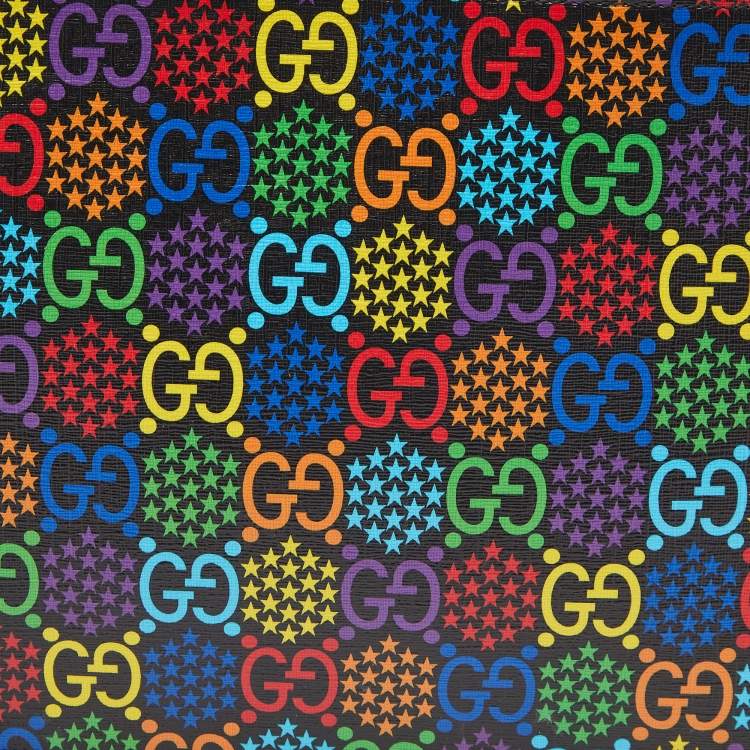 Pre Owned Gucci Multicolor GG Supreme Canvas and Leather Psychedelic Wristlet Clutch