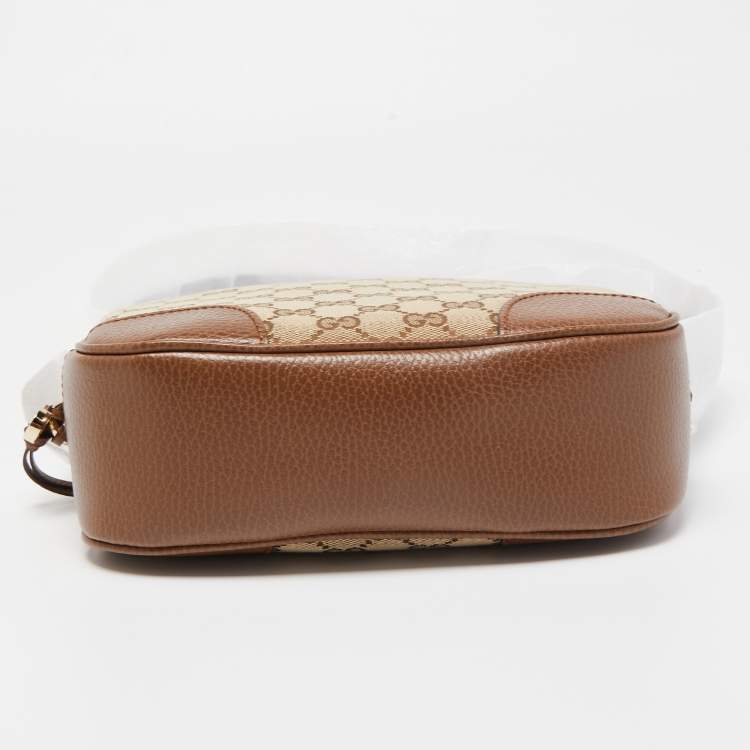 Pre Owned Gucci Brown/Beige GG Canvas and Leather Bree Crossbody Bag