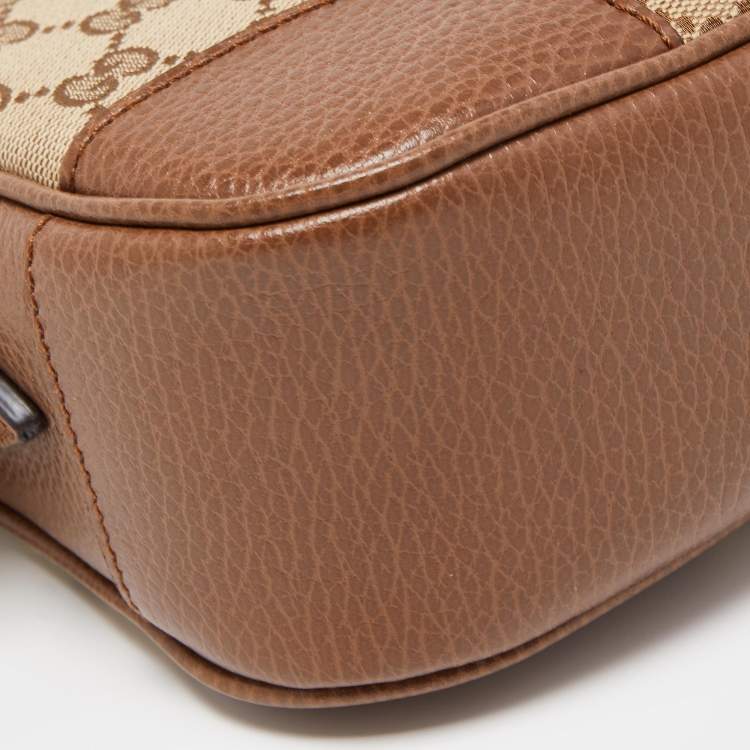 Pre Owned Gucci Brown/Beige GG Canvas and Leather Bree Crossbody Bag