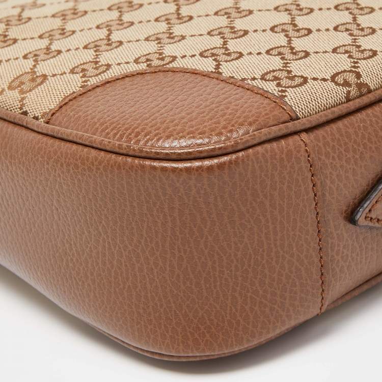 Pre Owned Gucci Brown/Beige GG Canvas and Leather Bree Crossbody Bag