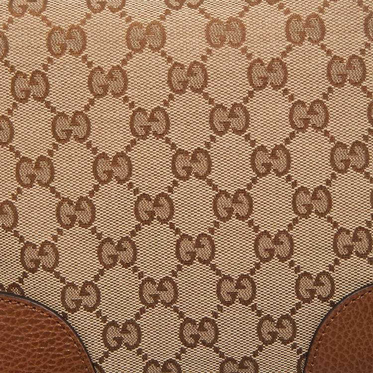 Pre Owned Gucci Brown/Beige GG Canvas and Leather Bree Crossbody Bag