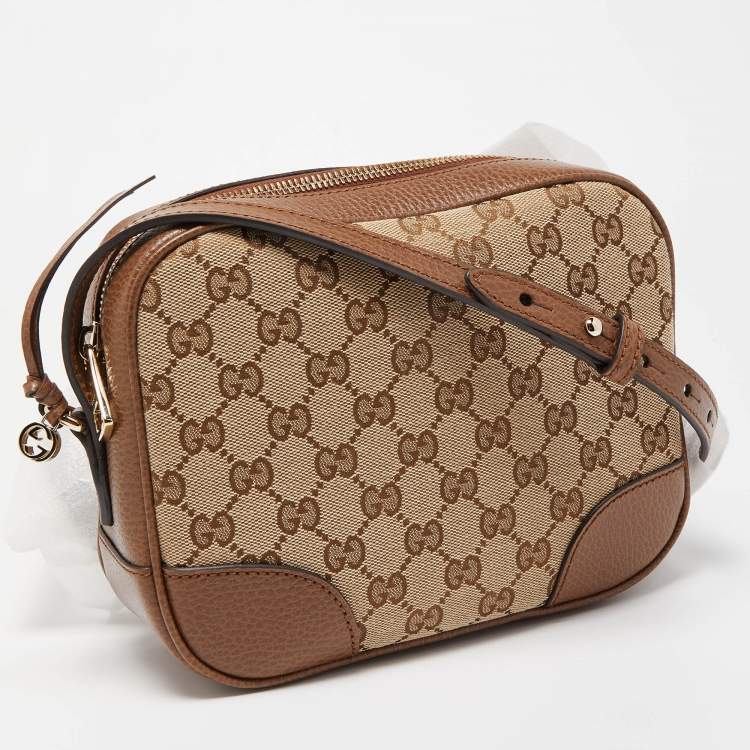Pre Owned Gucci Brown/Beige GG Canvas and Leather Bree Crossbody Bag
