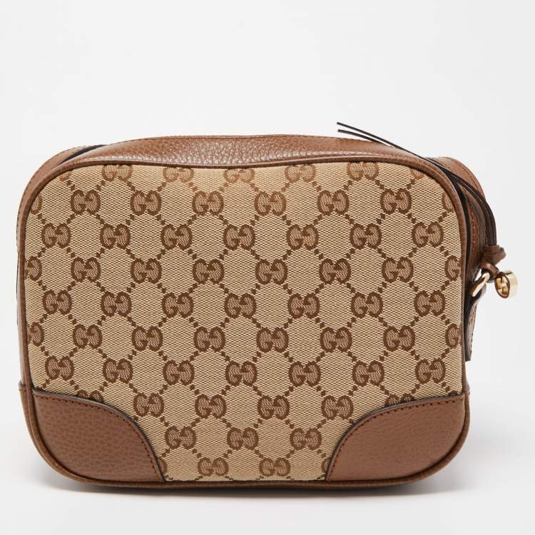 Pre Owned Gucci Brown/Beige GG Canvas and Leather Bree Crossbody Bag