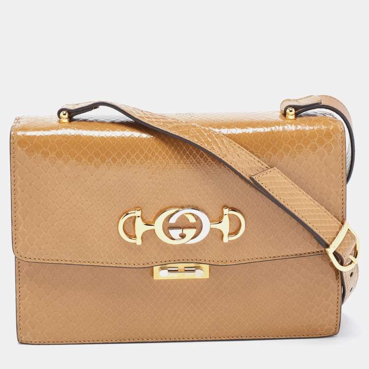 Shoulder Bag Brown Python