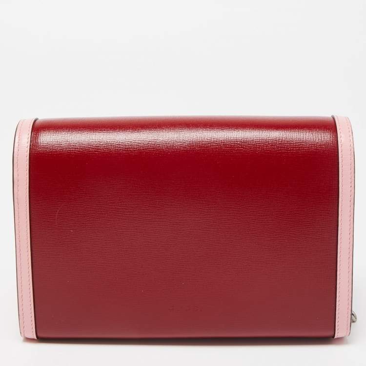 Pre Owned Gucci Red/Pink Leather Mini Dionysus Shoulder Bag    
