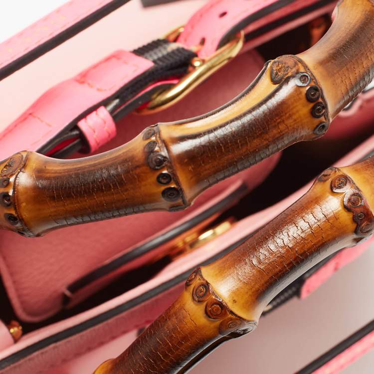Pre Owned Gucci Pink Leather Mini Diana Tote