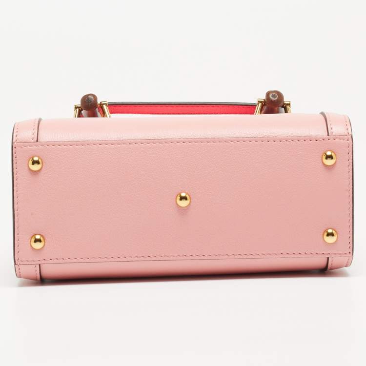 Pre Owned Gucci Pink Leather Mini Diana Tote