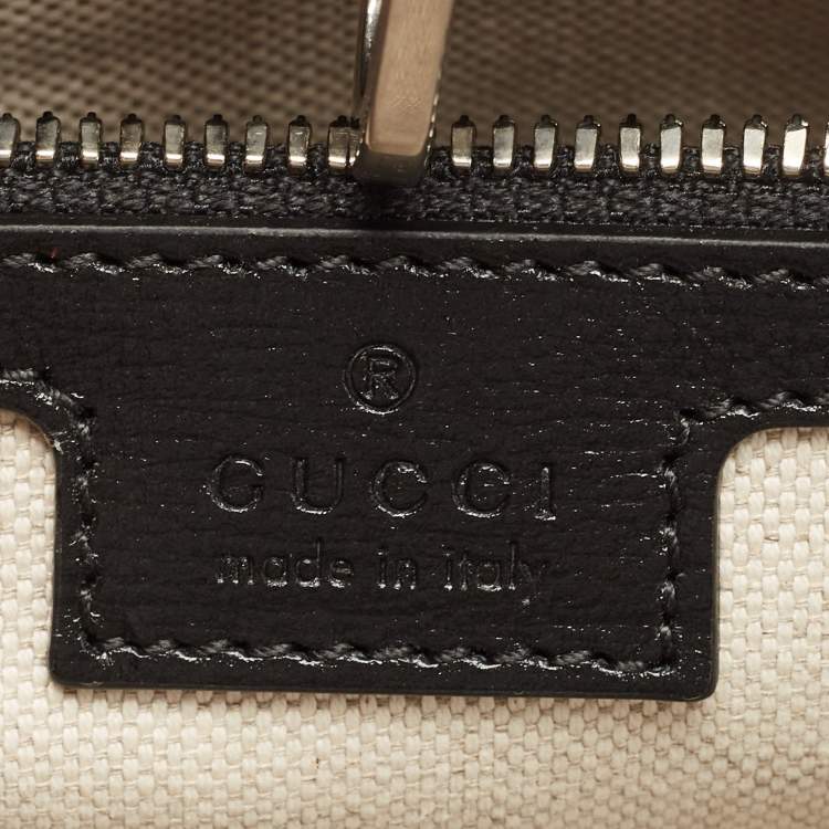 Pre Owned Gucci Black GG Supreme Canvas and Leather Medium Interlocking G Tote