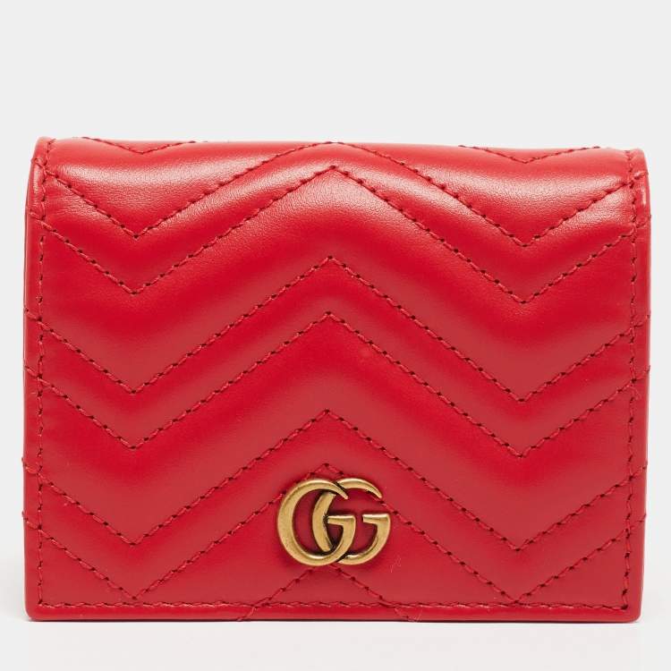 GG Marmont Leather Card Holder in Pink - Gucci