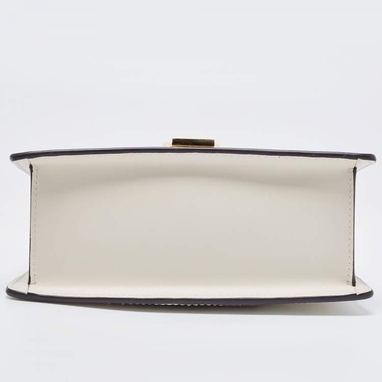 Pre Owned Gucci Off White Leather Mini Web Sylvie Top Handle Bag