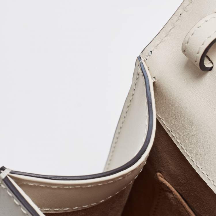 Pre Owned Gucci Off White Leather Mini Web Sylvie Top Handle Bag