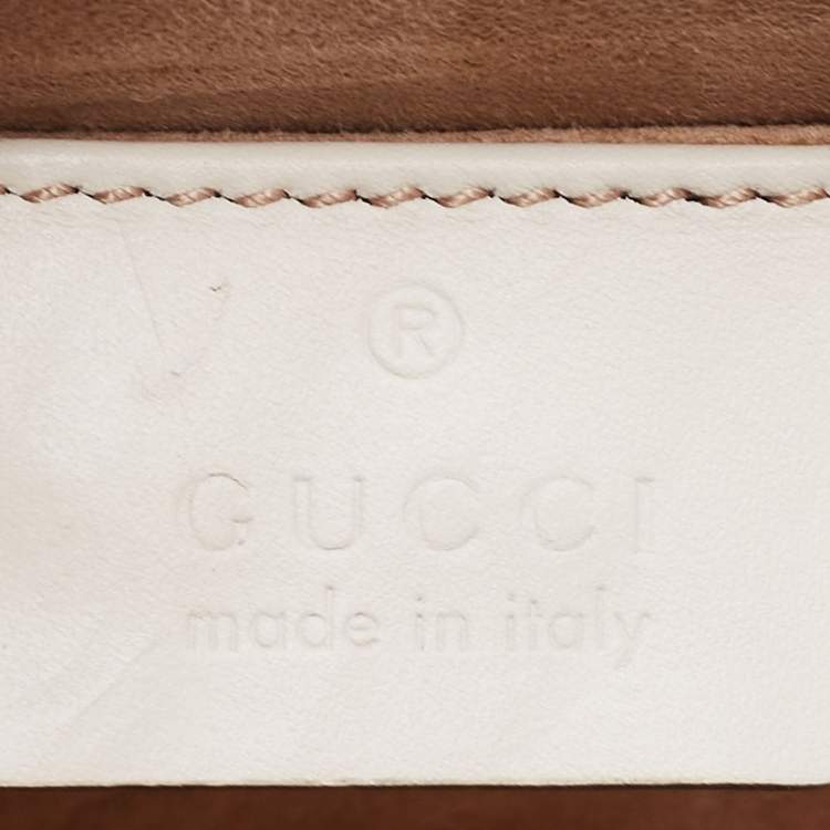 Pre Owned Gucci Off White Leather Mini Web Sylvie Top Handle Bag