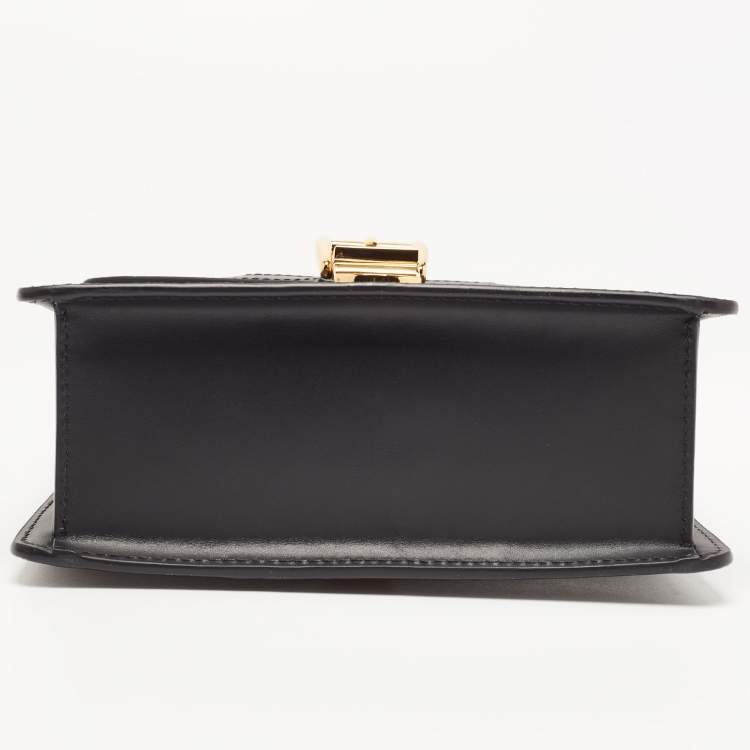 Pre Owned Gucci Black Leather Mini Web Sylvie Top Handle Bag