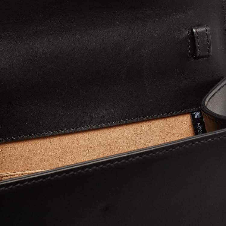 Pre Owned Gucci Black Leather Mini Web Sylvie Top Handle Bag