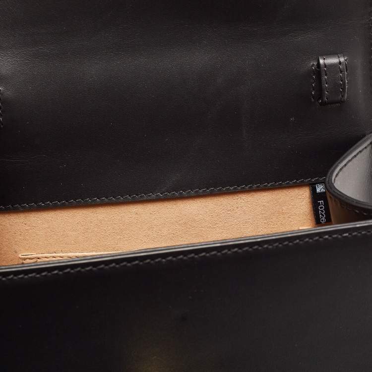 Pre Owned Gucci Black Leather Mini Web Sylvie Top Handle Bag