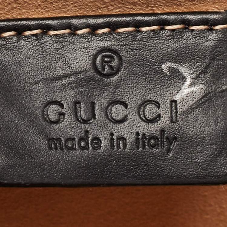 Pre Owned Gucci Black Leather Mini Web Sylvie Top Handle Bag