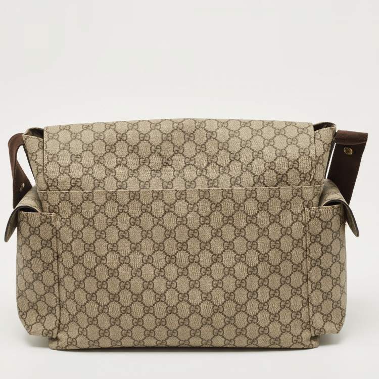 Pre Owned Gucci Beige/Ebony GG Supreme Canvas Baby Changing Bag