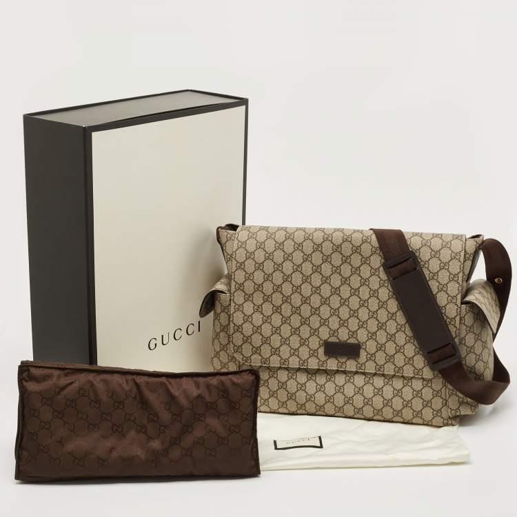 Pre Owned Gucci Beige/Ebony GG Supreme Canvas Baby Changing Bag