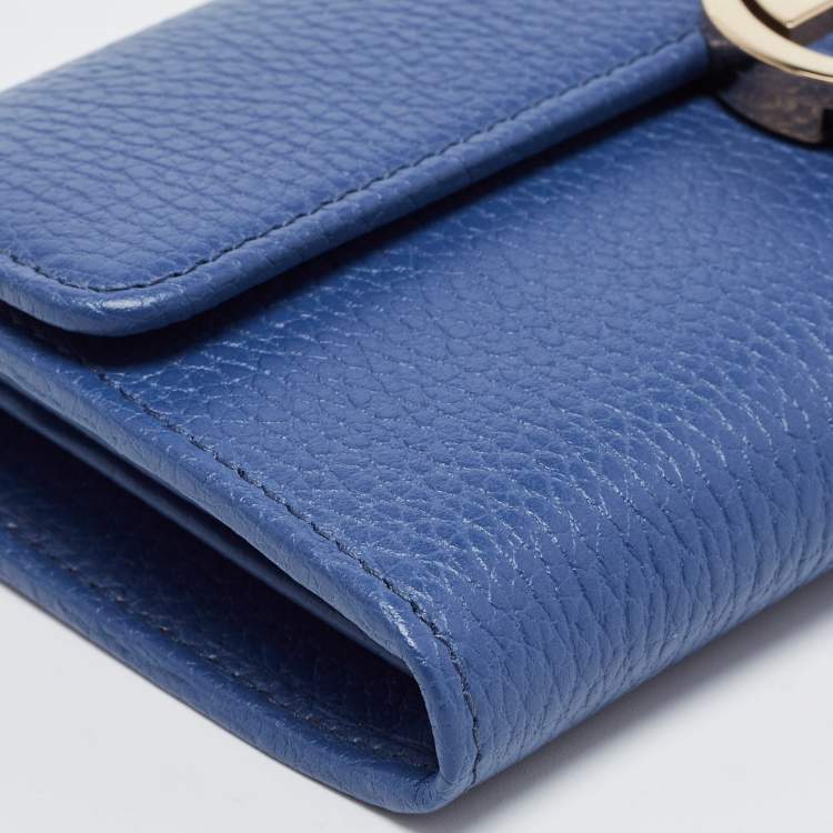 Pre Owned Gucci Blue Leather Interlocking G Continental Wallet