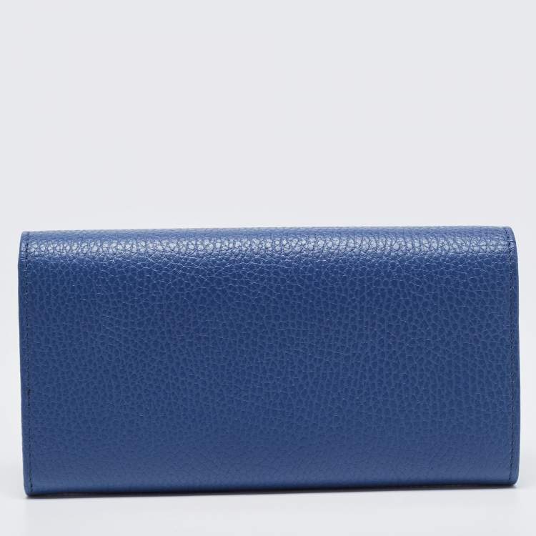 Pre Owned Gucci Blue Leather Interlocking G Continental Wallet