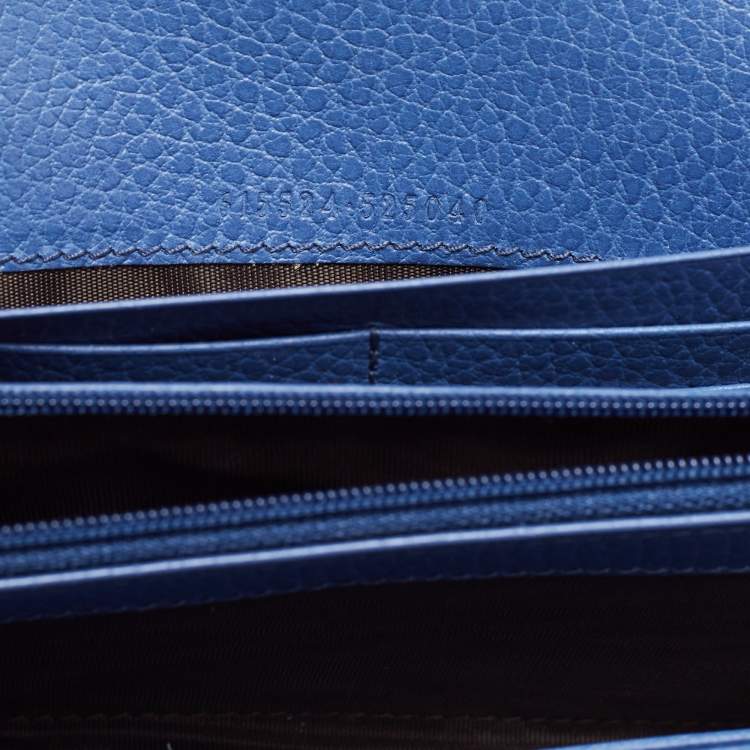 Pre Owned Gucci Blue Leather Interlocking G Continental Wallet